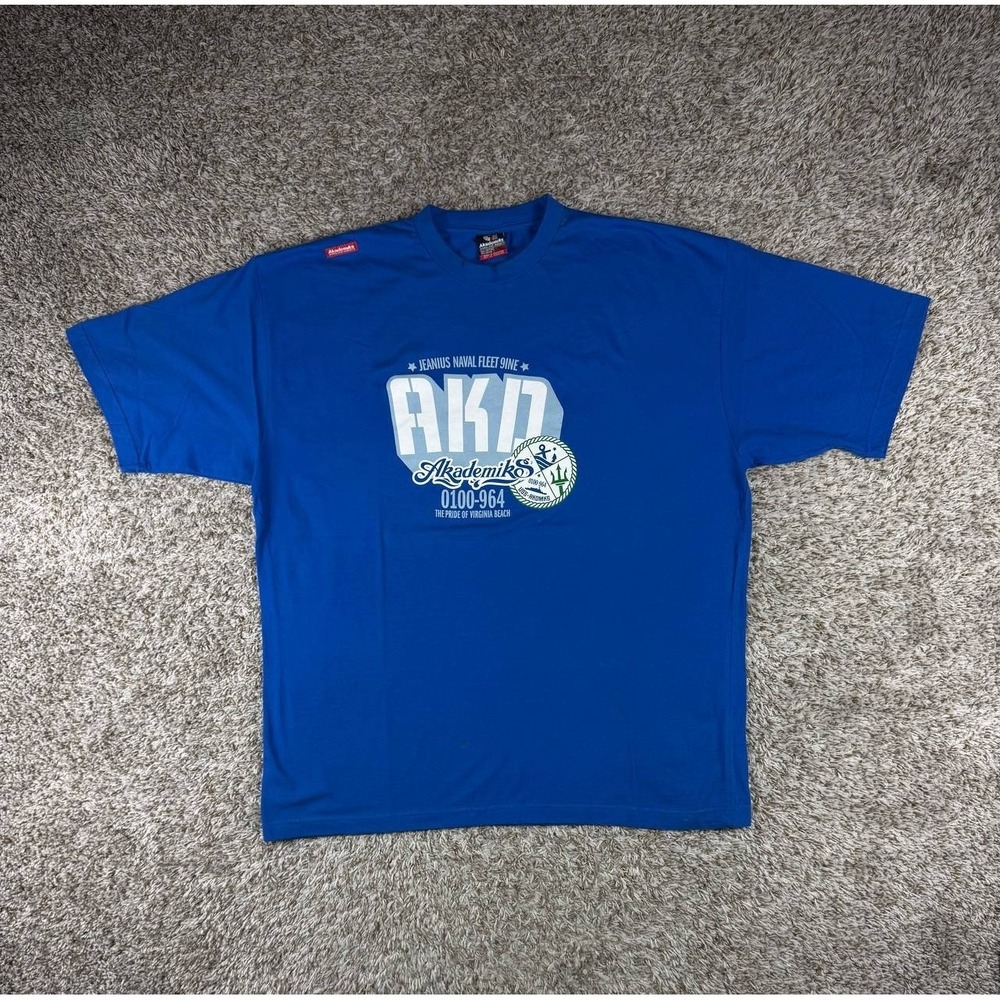 Y2K Akademiks AKDM Shirt XXL Hip Hop Streetwear Big Logo Graphic Nautical Print